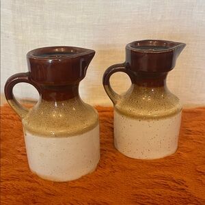 Brown and Cream Ceramic Pitchers stoneware